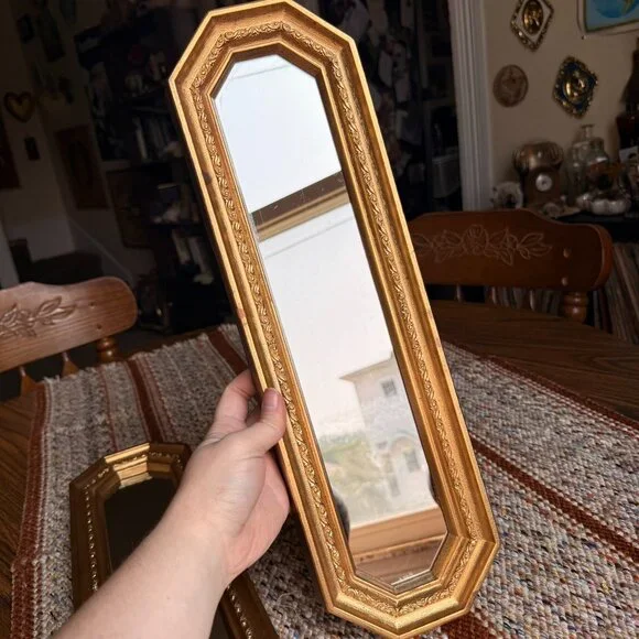 Pair of Vintage Home Interiors Hollywood Regency Ornate Gold Wall Mirrors
